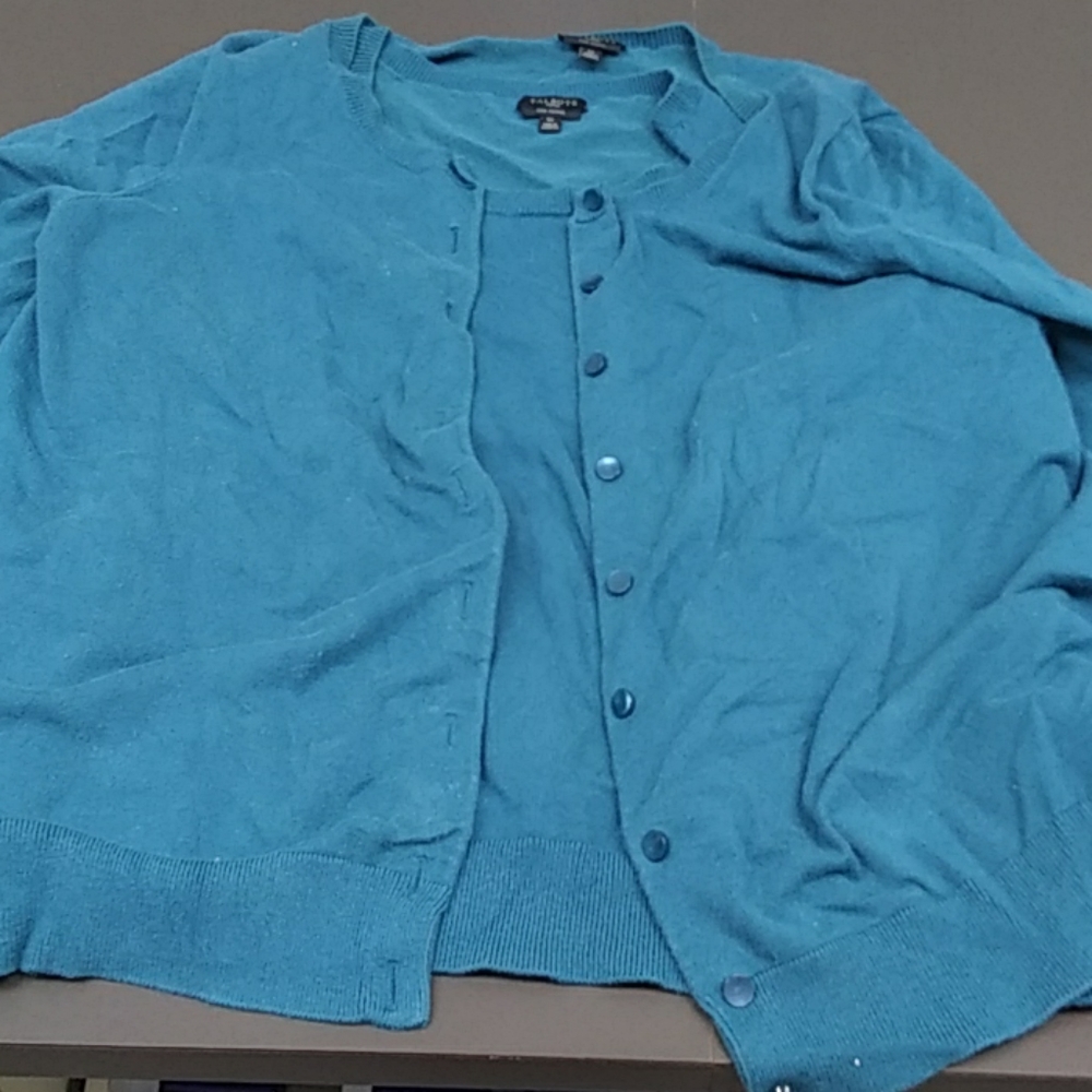 Talbots 1X Sweater Set Pima Cotton Dark Teal
